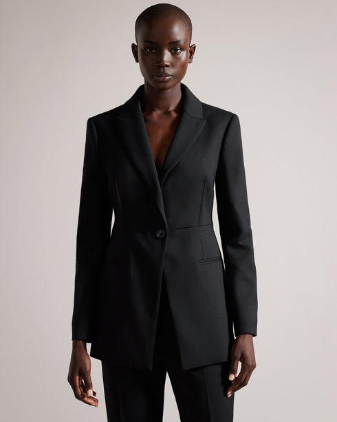 FRITTA-Jackets-The FRITTA blazer stands apart from the rest with its clean and simple design, bringing a sense of modern style to an otherwise classic item. Crafted from a soft cotton blend, it features a longline cut, a single button fastening and peaked lapel. Perfect for smart occasions, this versatile piece lends any outfit that extra edge. Blazer Longline Single button fastening Peaked lapel Pockets- Ted Baker Romania